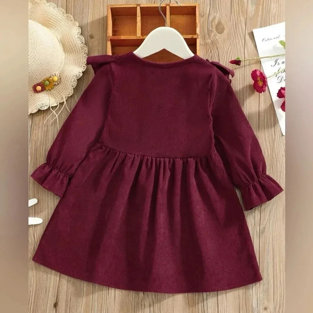 SHEIN Kids EVRYDAY Young Girl Floral Embroidered Ruffle Smock Dress - Picture 3 of 5